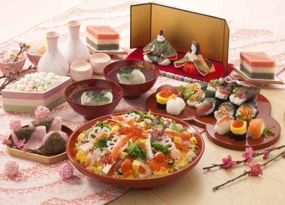 tradycyjne japońskie dania na święto Hinamatsuri czyli Święto Dziewczynek